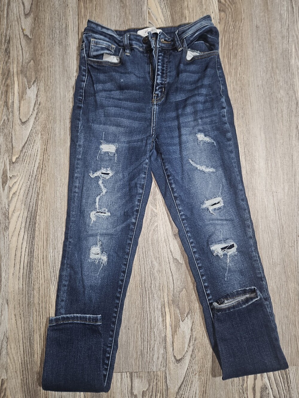 Kancan Dark Blue Distressed Women's Jeans